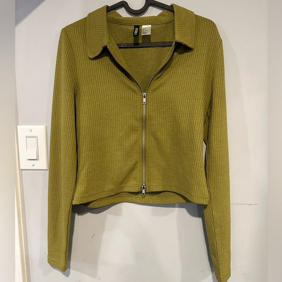Lime green H&M full sleeve blouse (with zip) - Picture 1 of 3
